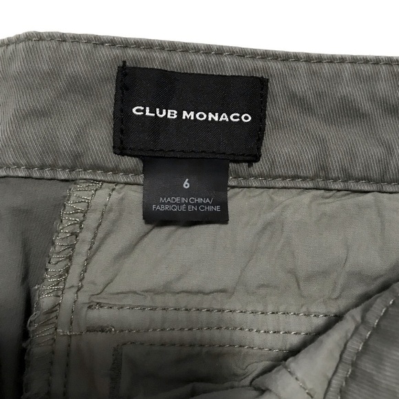 219. Club Monaco Cotton Twill Utility-Style. Stretch Pants Army Green - Picture 7 of 7